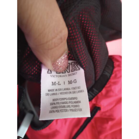 Victoria’s Secret PINK Hooded Windbreaker Jacket Medium • 1/4 Zip Casual Pink - Picture 6 of 6